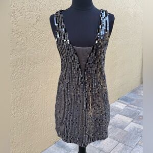 $328 NBD Black Bexley Sequined Paillettes Cocktail Mini Dress Sz S Revolve
